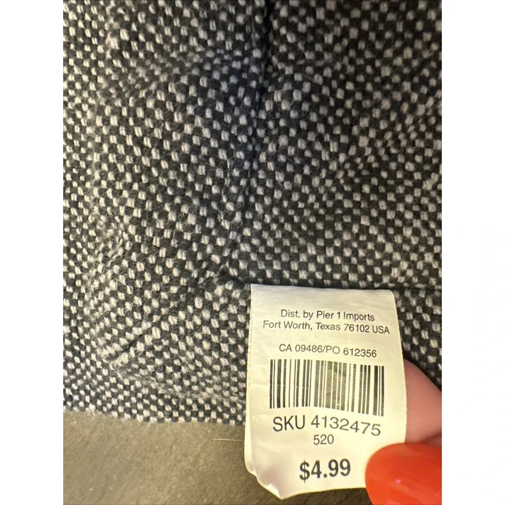 Pier 1 Imports Set of 6 100% Cotton Placemats 13x18‎ Dk Gray/White Made in India